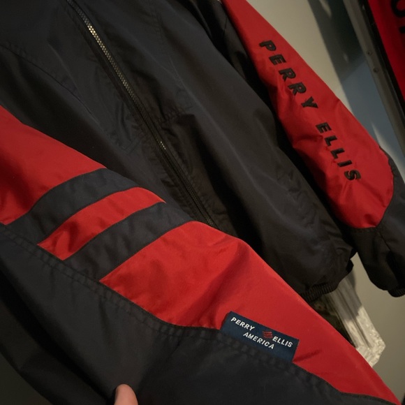 Vintage Perry Ellis red white and blue windbreaker - Picture 2 of 4